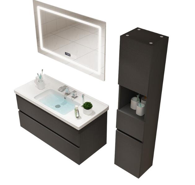 Modern Design Furniture With Drawers Waterproof PVC LED Mirror Bathroom Cabinet